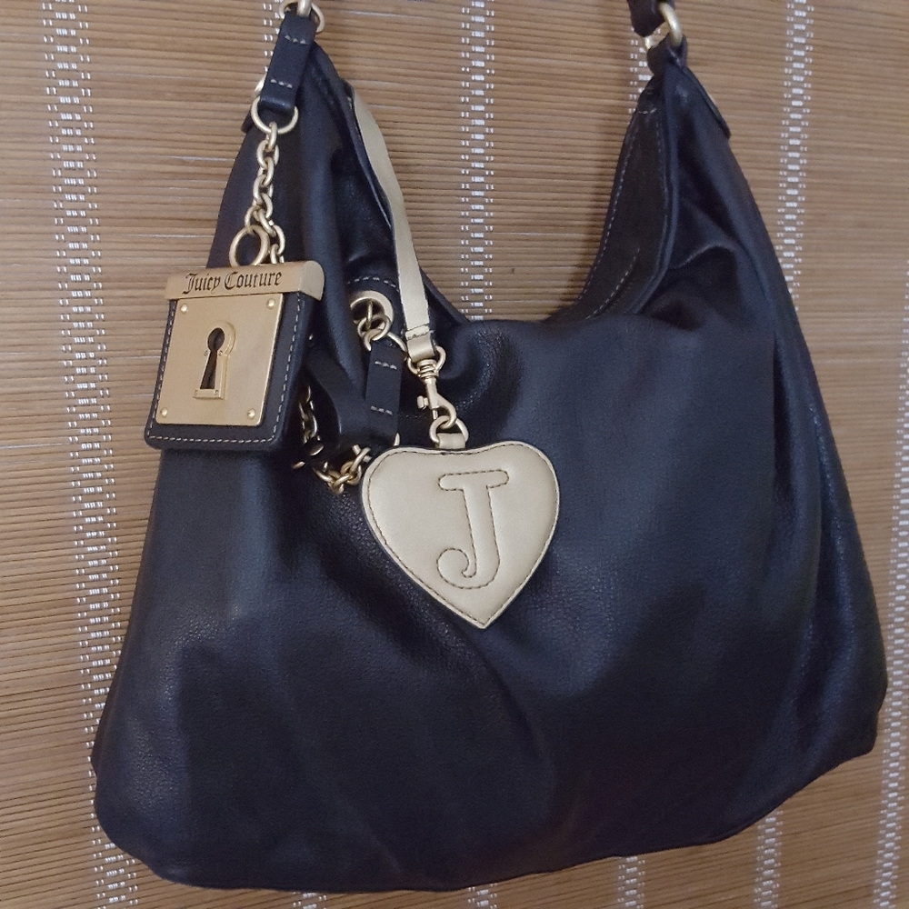 Juicy Couture lock and key black hobo